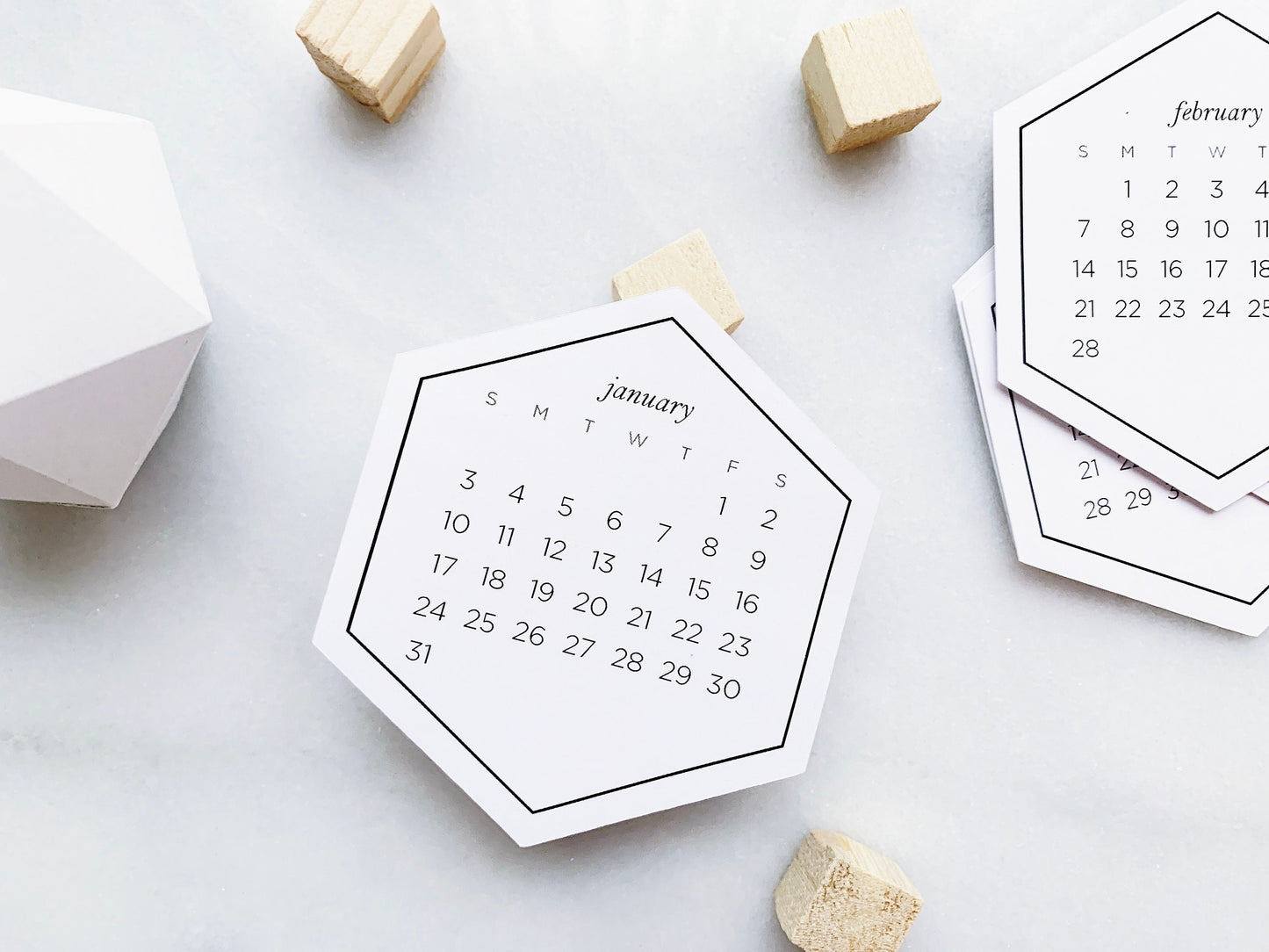 Hexagon Calendar Stickers