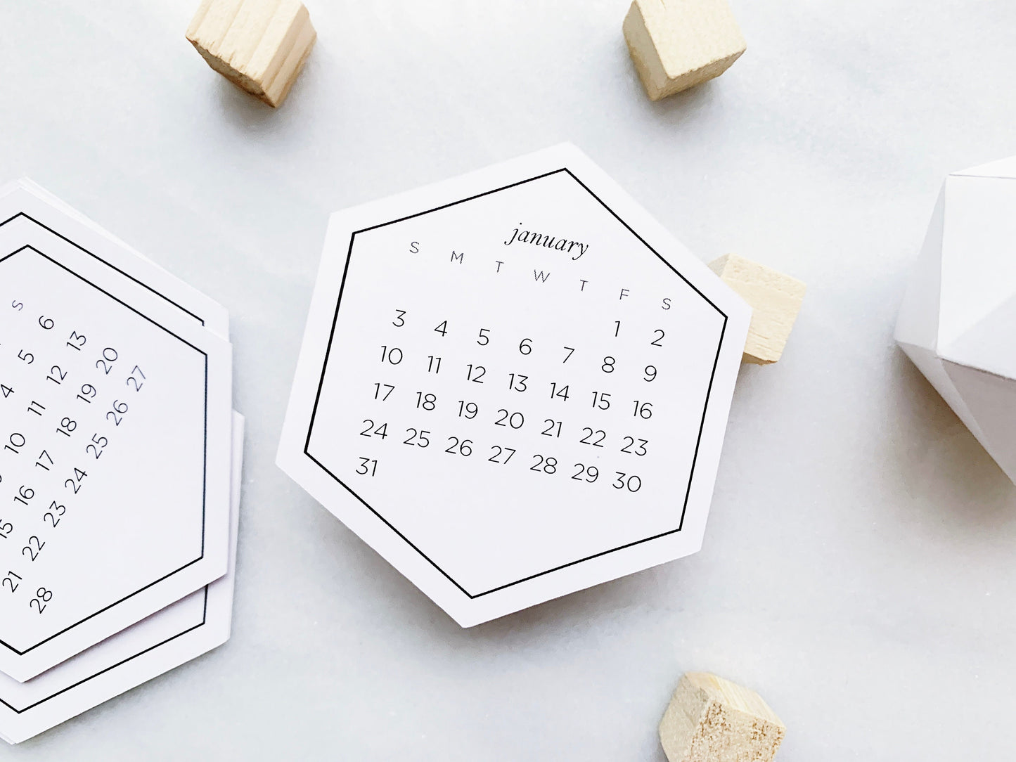 Hexagon Calendar Stickers