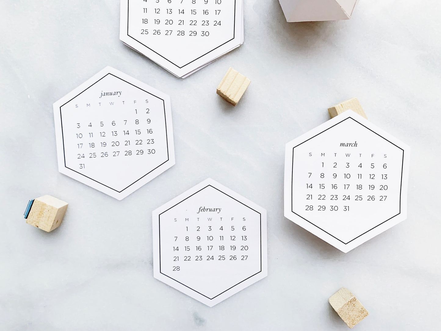 2025 Calendar and Habit Tracker Stickers • Month Stickers for Bullet Journals and Planners • Hexagon Sticker